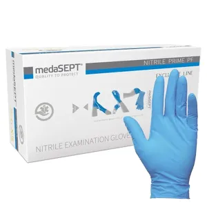 Medasept Rękawiczki nitrylowe niebieskie bezpudrowe medyczne MOCNE M 100szt