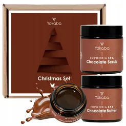 Zestaw czekoladowy Chocolate Scrub ml + Chocolate butter 100ml + Chocolate lip balm 15ml Świąteczny Zestaw kosmetyków Yokaba