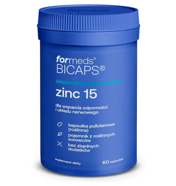 Suplement diety ForMeds Zinc 15 Cytrynian Cynku + miedź 60 kapsułek