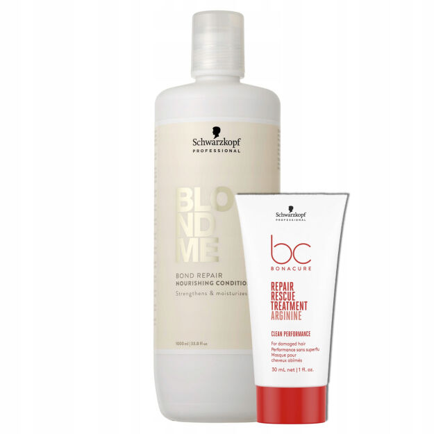 Schwarzkopf Professional BlondMe Bond Repair Odżywka Wzmacniająco-Nawilżająca + Maska do Włosów Blond 1L