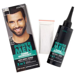 Joanna POWER MEN Toner Odsiwiający, Odsiwiacz 02 Dark Brown, Ciemny Brąz 80g