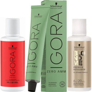 Schwarzkopf Professional IGORA ZERO AMM farba do włosów bez amoniaku + oxydant, zestaw 60ml