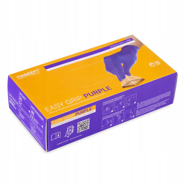 Rękawiczki nitrylowe medaSEPT bezpudrowe fioletowe, rękawice rozmiar M 100 szt.