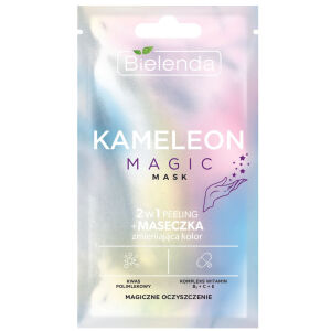 Bielenda KAMELEON MAGIC MASK, 2w1 peeling + maseczka zmieniająca kolor, magiczne oczyszczenie 8g