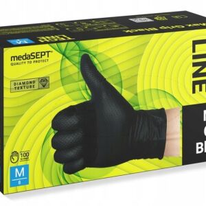 Rękawiczki MAX GRIP black rozmiar L medaSEPT, czarne, mocne, rękawice