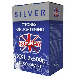 RONNEY Silver 7 TONES OF LIGHTENING Profesjonalny bezpyłowy rozjaśniacz do włosów 2x500g, rozjaśnia do 7 tonów