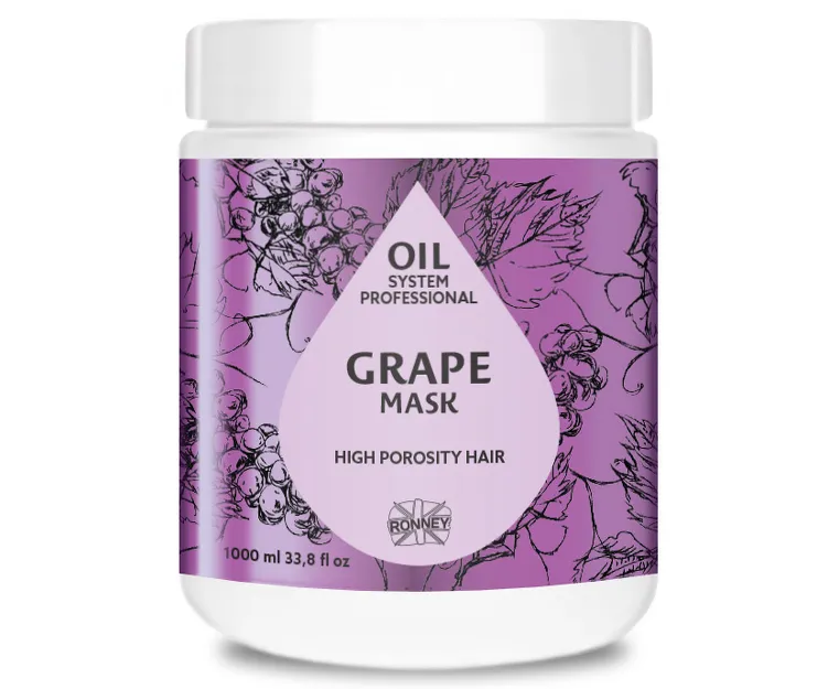 RONNEY Professional Oil System High Prosity Hair Maska Do Włosów Wysokoporowatych Grape 1000ml