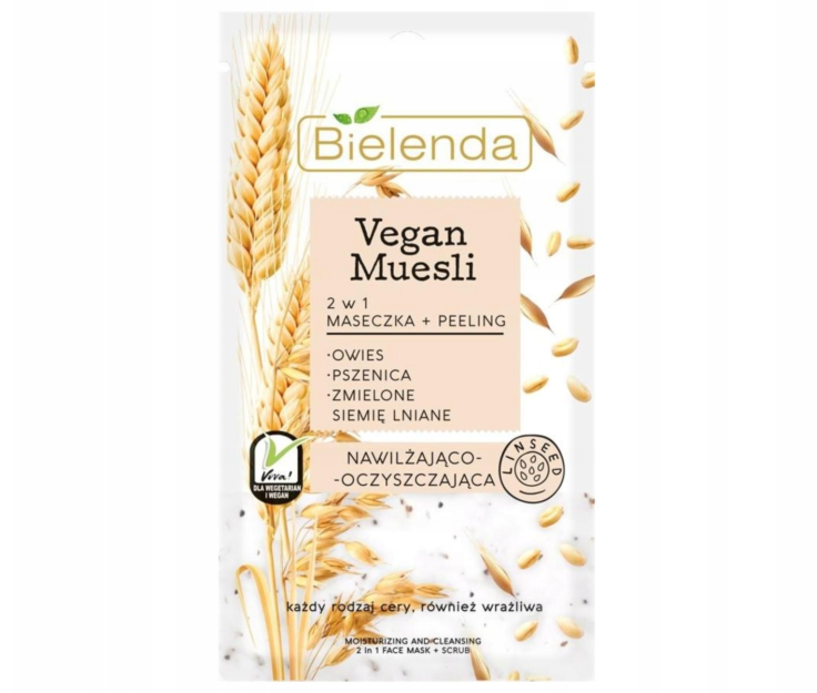 Bielenda Vegan Muesli Moisturizing & Cleansing 2w1 maseczka + peeling nawilżająco-oczyszczająca 8g