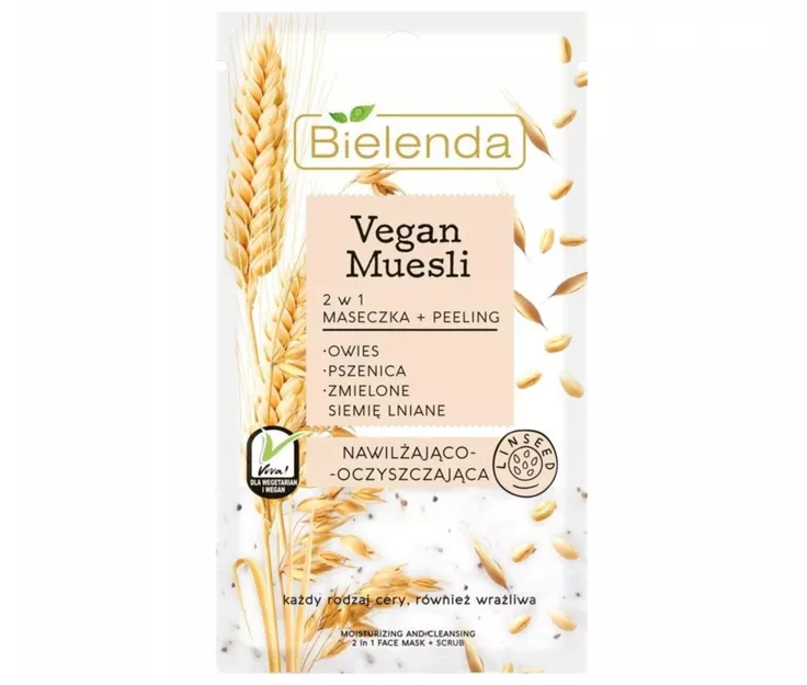 Bielenda Vegan Muesli Moisturizing & Cleansing 2w1 maseczka + peeling nawilżająco-oczyszczająca 8g