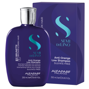 Alfaparf Semi di Lino Brunette Intense Anti-Orange Low Shampoo, Szampon do Włosów Brązowych 250ml