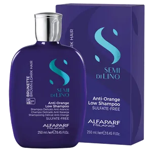 Alfaparf Semi di Lino Brunette Intense Anti-Orange Low Shampoo, Szampon do Włosów Brązowych 250ml