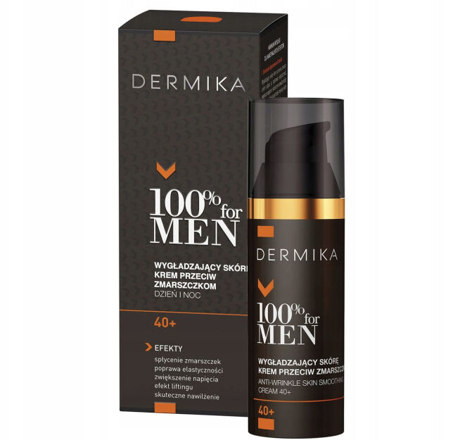 Dermika 100% for Men Cream 40+ wygładzający skórę krem przeciw zmarszczkom na dzień i na noc 50ml