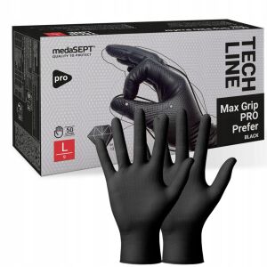 Rękawice Medasept MAX GRIP PRO PREFER BLACK Rękawiczki rozmiar 9 L 50 sztuk